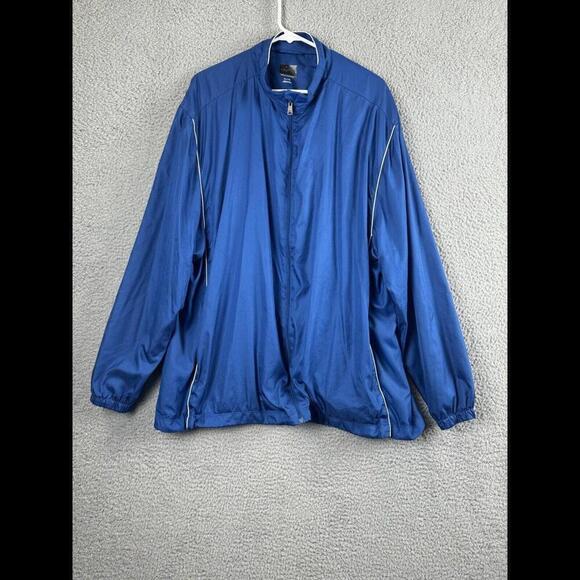 Greg Norman Golf Jacket Mens Extra Large Blue Lined Windbreaker Adjustable Shark - Picture 1 of 11